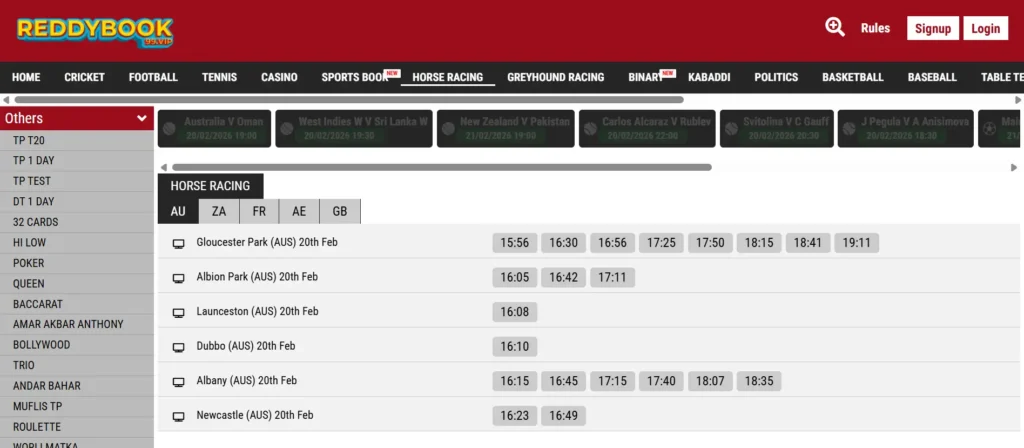 Horse racing bets on Reddy Anna