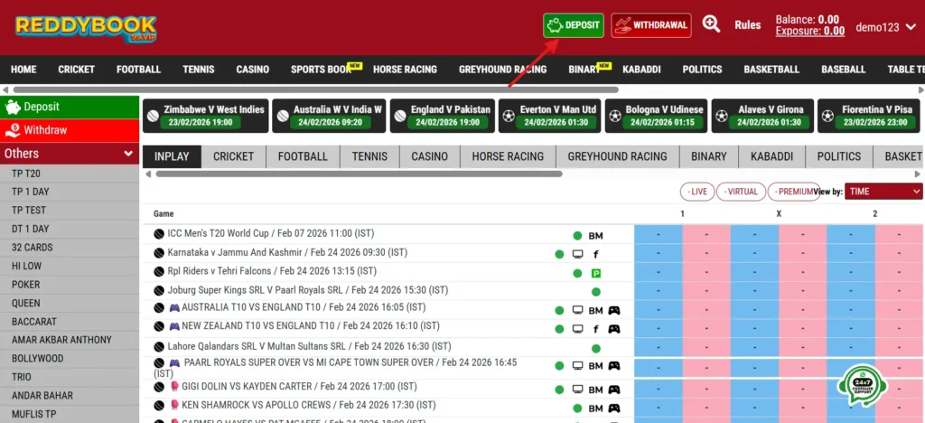 Reddy Anna deposit and withdrawal